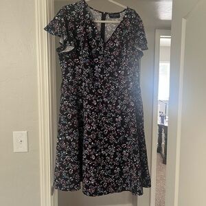 Lane Bryant White and Blue Flutter Sleeve Sundress